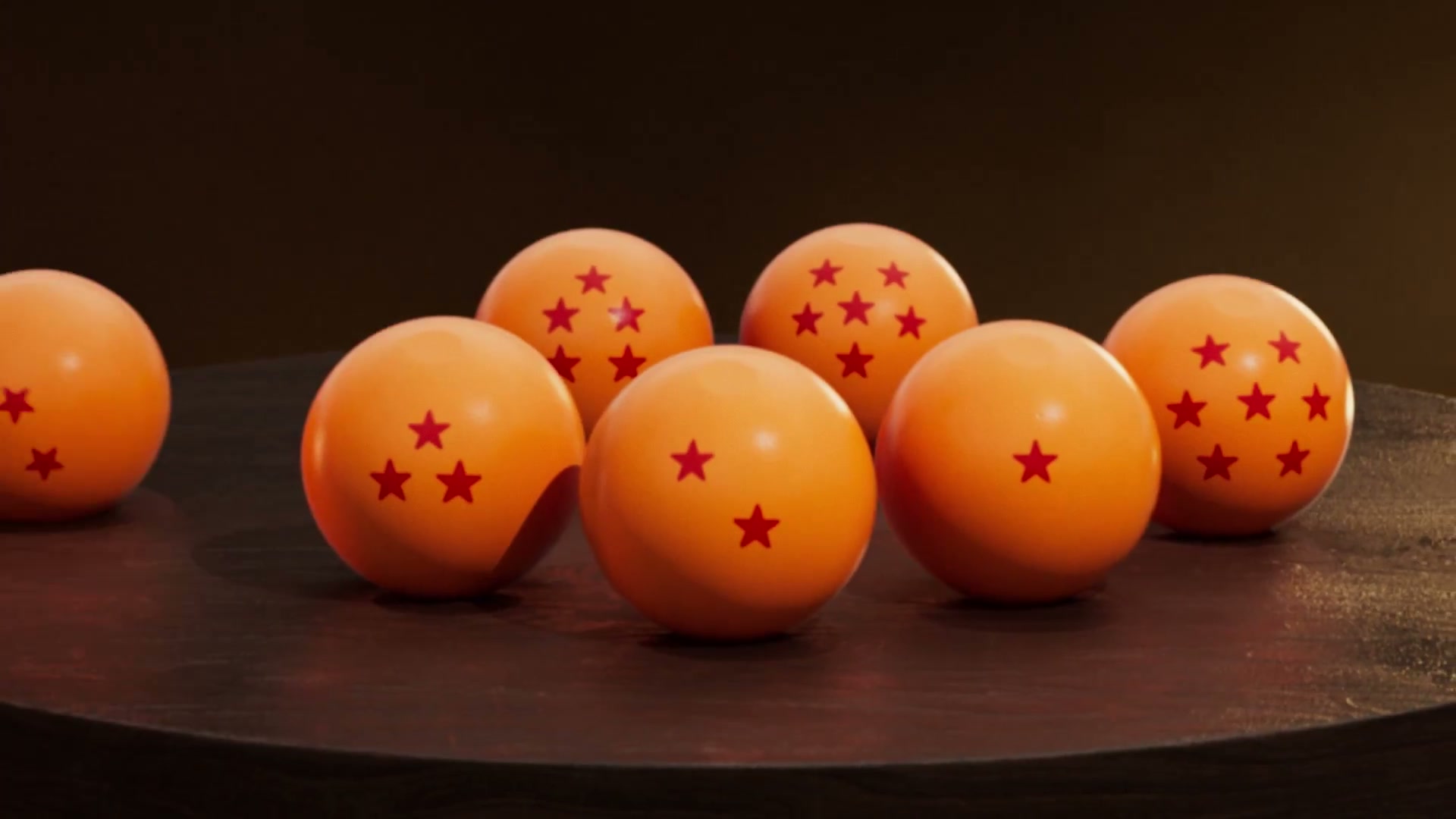 レゴ ドラゴンボールの予告映像の1コマ。7つのドラゴンボールが並ぶ(画像: レゴグループ/レゴ ジャパン公式Xの予告映像より。©BIRD STUDIO/SHUEISHA, TOEI ANIMATION)